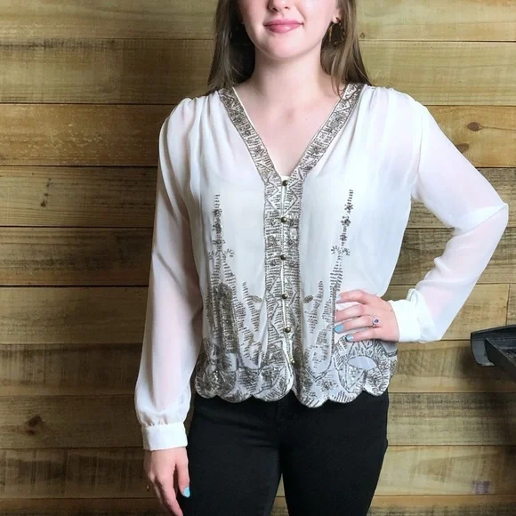 Anthropology/Tracy Reese, swingy beaded top, NWT - Picture 2 of 13